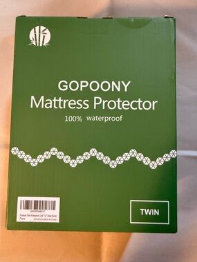 NIB Gopoony Premium Waterproof Mattress Protector,Twin,White,Deep Pocket,Cooling